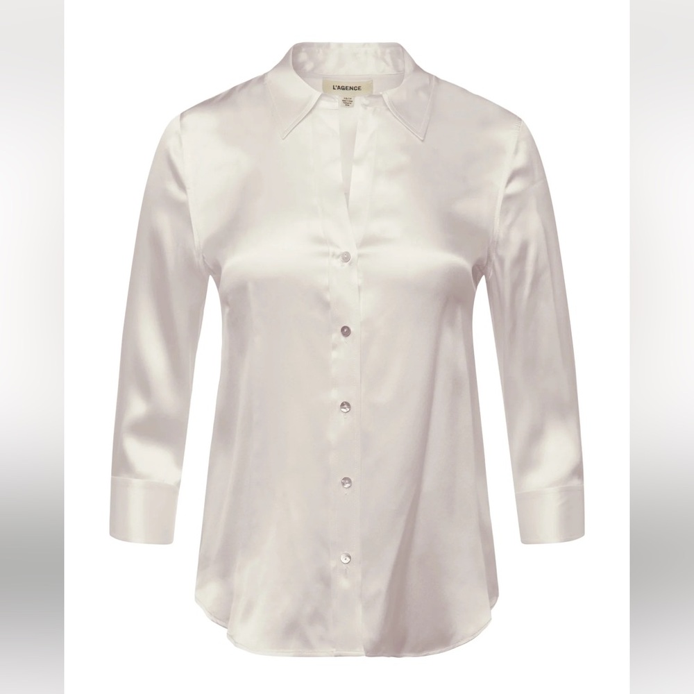 L’ agence 100% Pure Silk button up blouse NWT